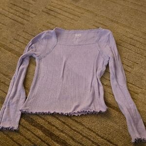 5/25 SO Lavender Ribbed Square-Neck Long Sleeve Top Size 8